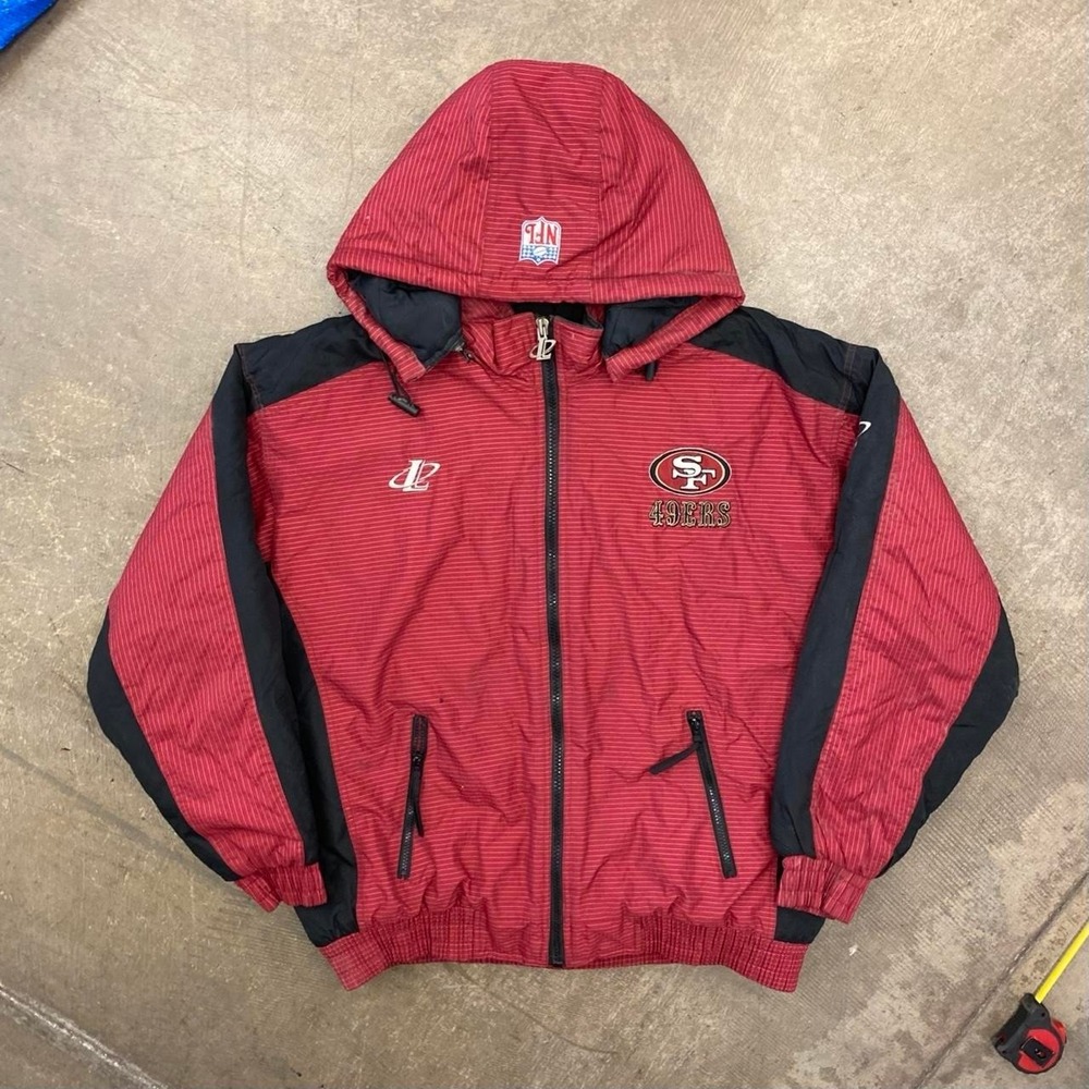 Vintage San Francisco 49ers 90s Logo Athletic NFL Full Zip Hood Puffer Jacket XL